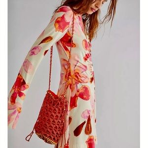 Free People - Moonlight Beaded Pouch - Hot Coral NWOT